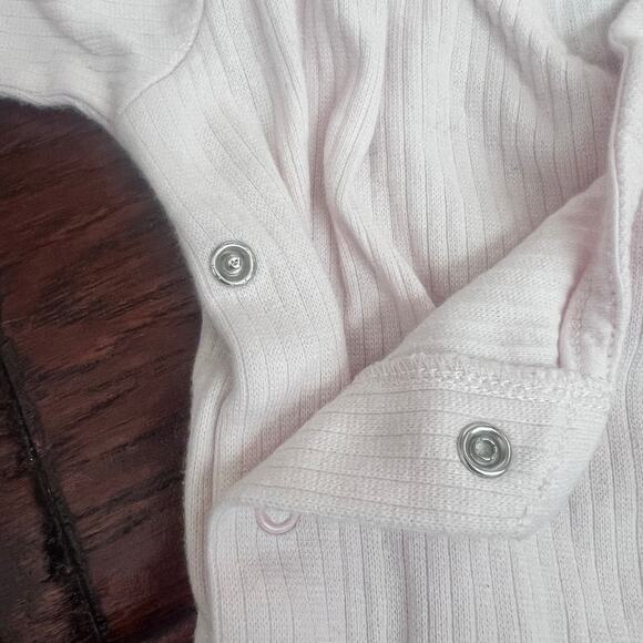 Burts Bees 3-6m‎ Baby Girl Bundle Footed Pajamas Kimono Wrap Top Ballet Pink - Picture 3 of 7